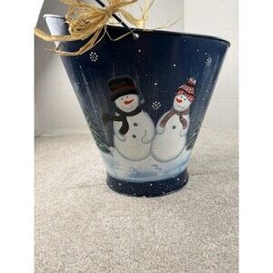 Hand painted Metal Coal Scuttle - Snowman‎